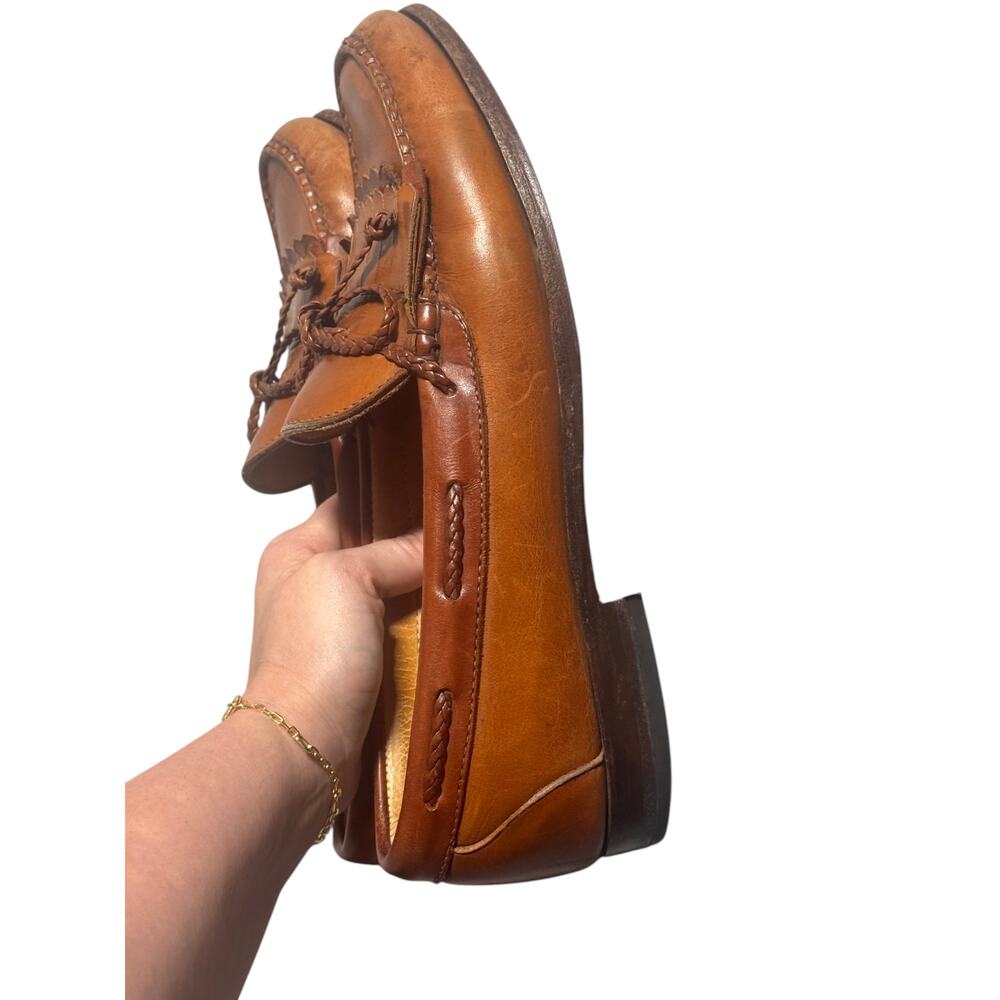 Allen Edmonds Woodstock Loafers Mens 10D Brown Leather Kiltie Tassel Detail - Picture 6 of 14